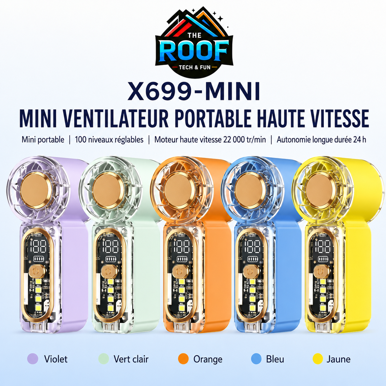 Mini Ventilateur USB Rechargeable avec LEDs intégrées