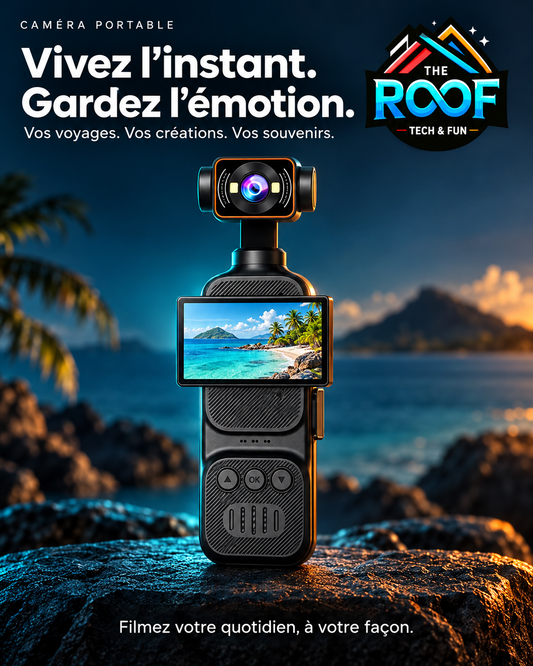 Caméra Vlog 4K Stabilisée – The Roof Tech & Fun