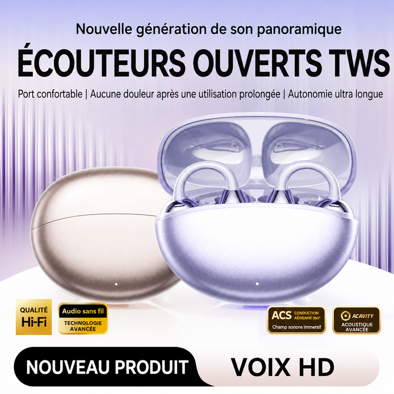 Écouteurs intelligents avec traduction automatique (Or Rose)